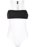 T By Alexander Wang Mesh Panelled Swimsuit, Women's, Size: Large, White, Polyamide/spandex/elastane