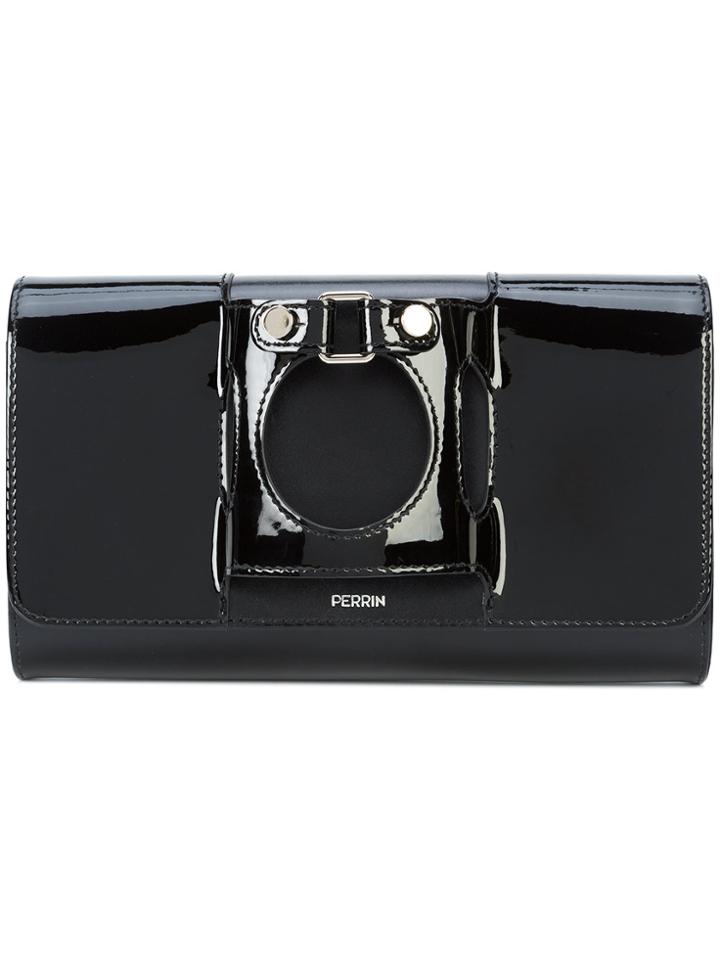 Perrin Paris Front Buckle Clutch Bag - Black