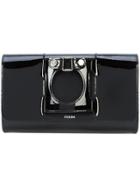Perrin Paris Front Buckle Clutch Bag - Black