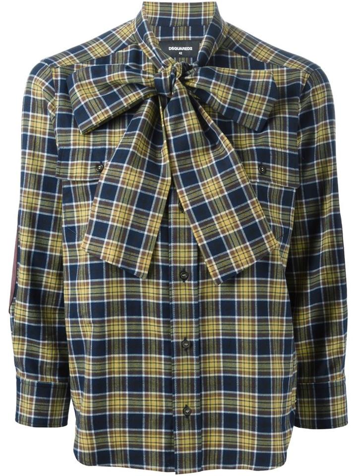 Dsquared2 Plaid Shirt, Women's, Size: 40, Blue, Cotton/leather