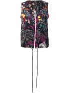 Diesel Floral Zip-up Vest - Black