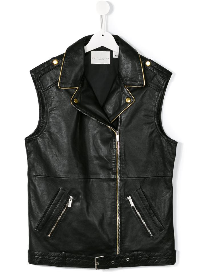 Une Fille Leather Gillet, Girl's, Size: 14 Yrs, Black