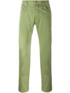 Jacob Cohen Straight Leg Trousers, Men's, Size: 37, Green, Cotton/spandex/elastane