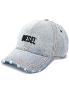 Diesel Baseball Cap In Bleached Denim - Blue