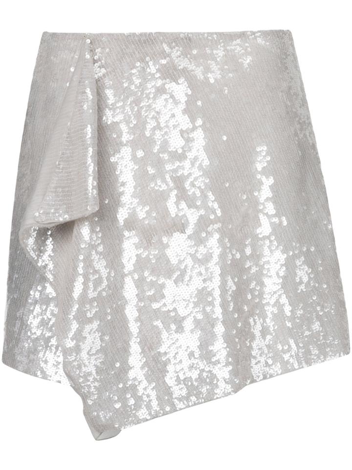 Alberta Ferretti Asymmetric Draped Sequin Skirt - Grey