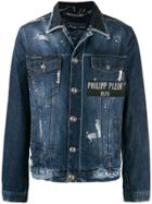 Philipp Plein Destroyed Denim Jacket - Blue