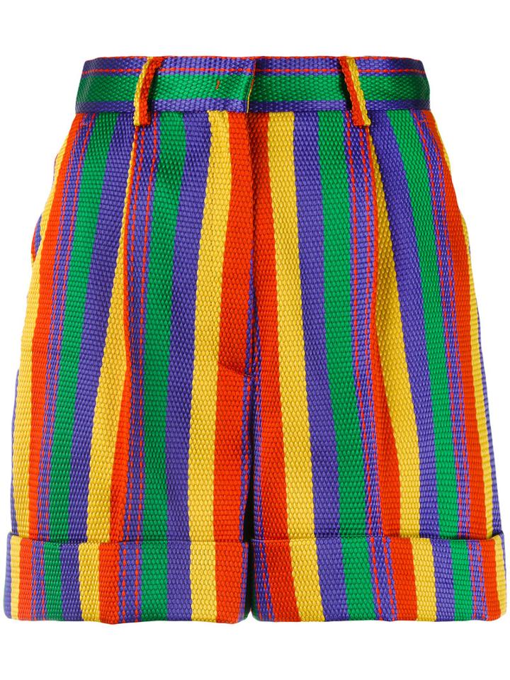 Rossella Jardini - High Waisted Striped Shorts - Women - Cotton/polyamide/polyester/viscose - 44, Cotton/polyamide/polyester/viscose
