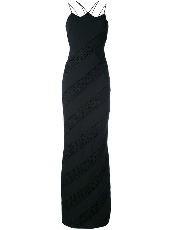David Koma - Strappy Diagonal Panel Gown - Women - Elastodiene/polyester/acetate/viscose - 10, Black, Elastodiene/polyester/acetate/viscose