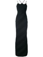 David Koma - Strappy Diagonal Panel Gown - Women - Elastodiene/polyester/acetate/viscose - 10, Black, Elastodiene/polyester/acetate/viscose