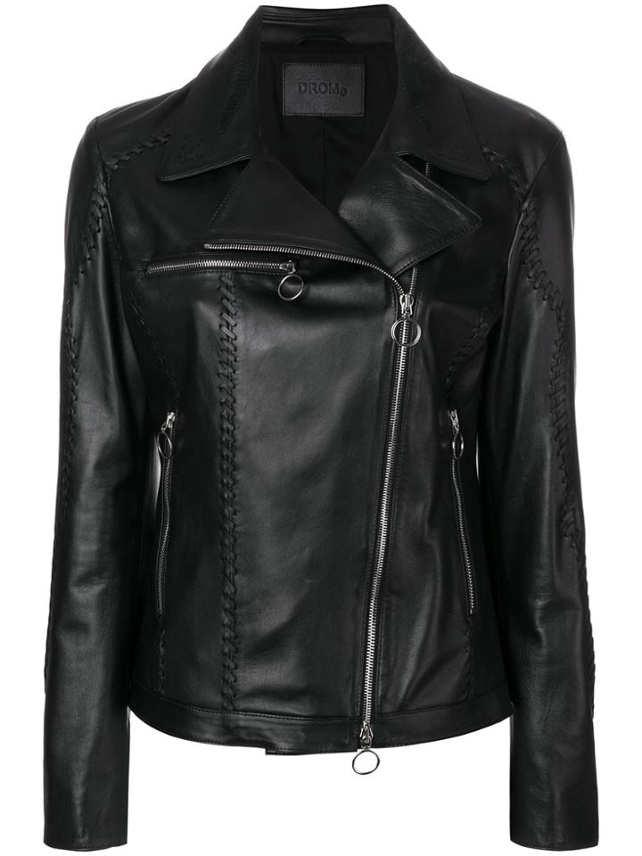 Drome Lace-up Detail Biker Jacket - Black