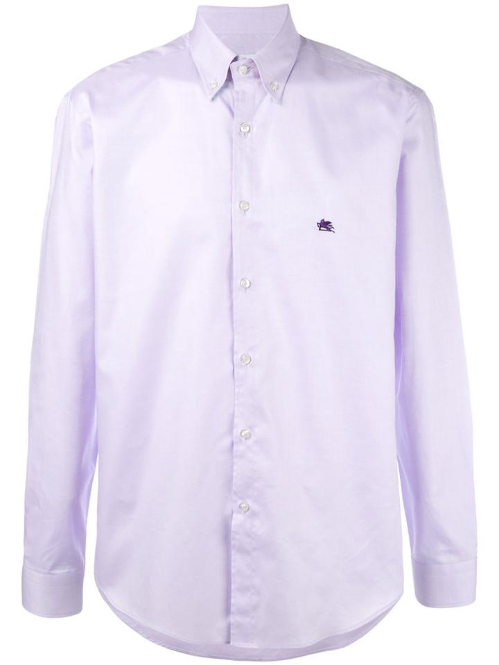 Etro - Embroidered Logo Shirt - Men - Cotton - 44, Pink/purple, Cotton