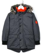 Kenzo Kids Fur Hooded Padded Coat, Boy's, Size: 6 Yrs, Grey