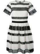 Michael Michael Kors Striped Pleated Dress, Women's, Size: 0, Black, Polyester/cotton