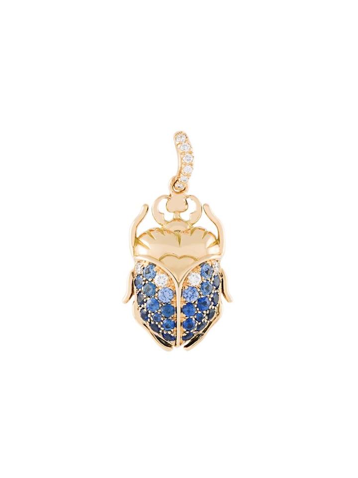 Aurelie Bidermann 'scarab' Sapphire And Diamond Pendant, Women's, Metallic