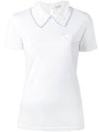 Miu Miu - Crochet Neck T-shirt - Women - Cotton - Xs, Women's, White, Cotton