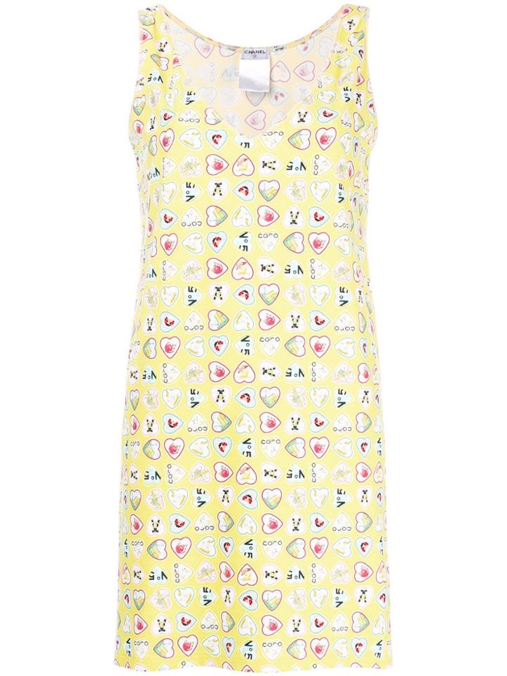 Chanel Vintage Heart-print Mini Dress - Yellow & Orange