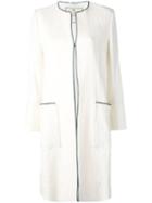 Etro Collarless Pocket Coat, Women's, Size: 42, White, Silk/polyester/spandex/elastane/silk
