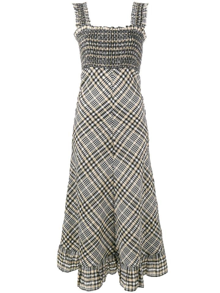 Ganni Charron Check Print Dress - Nude & Neutrals