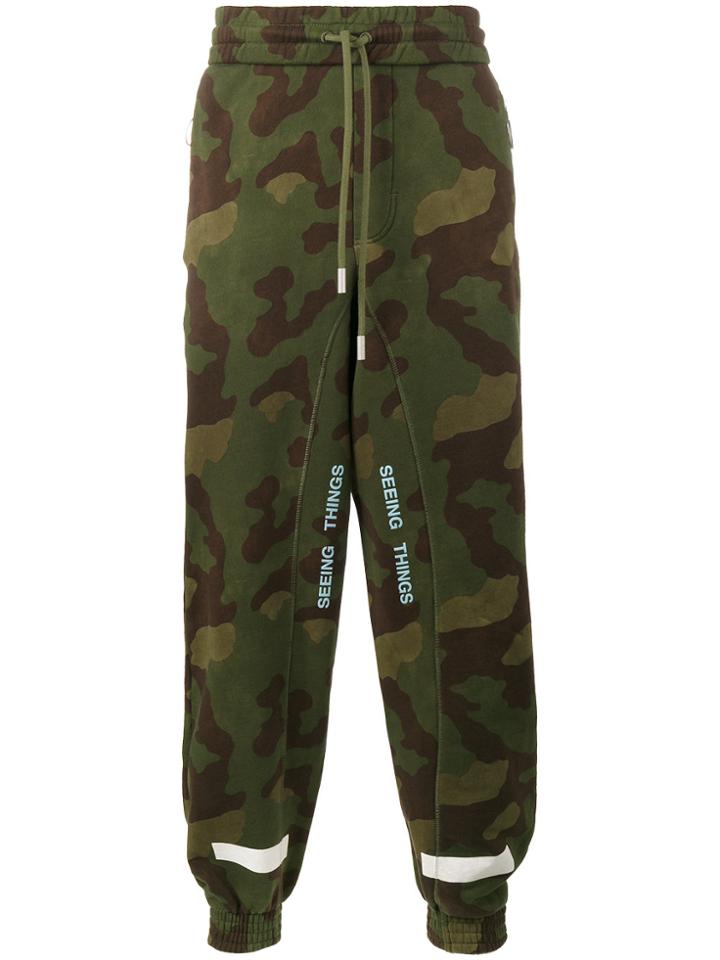 Off-white Diagonal Camouflage Track Pants - Green