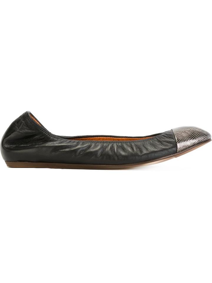 Lanvin Toe Cap Ballerinas, Women's, Size: 37.5, Black, Calf Leather/leather/rubber