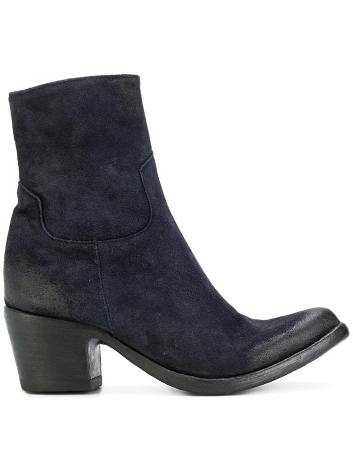 Sartori Gold Side Zip Booties - Blue