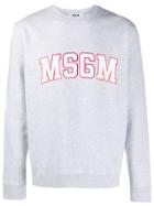 Msgm Contrast Logo Sweatshirt - Grey