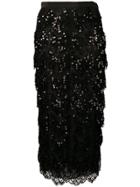 Alessandra Rich Sequin Embroidered Skirt - Black