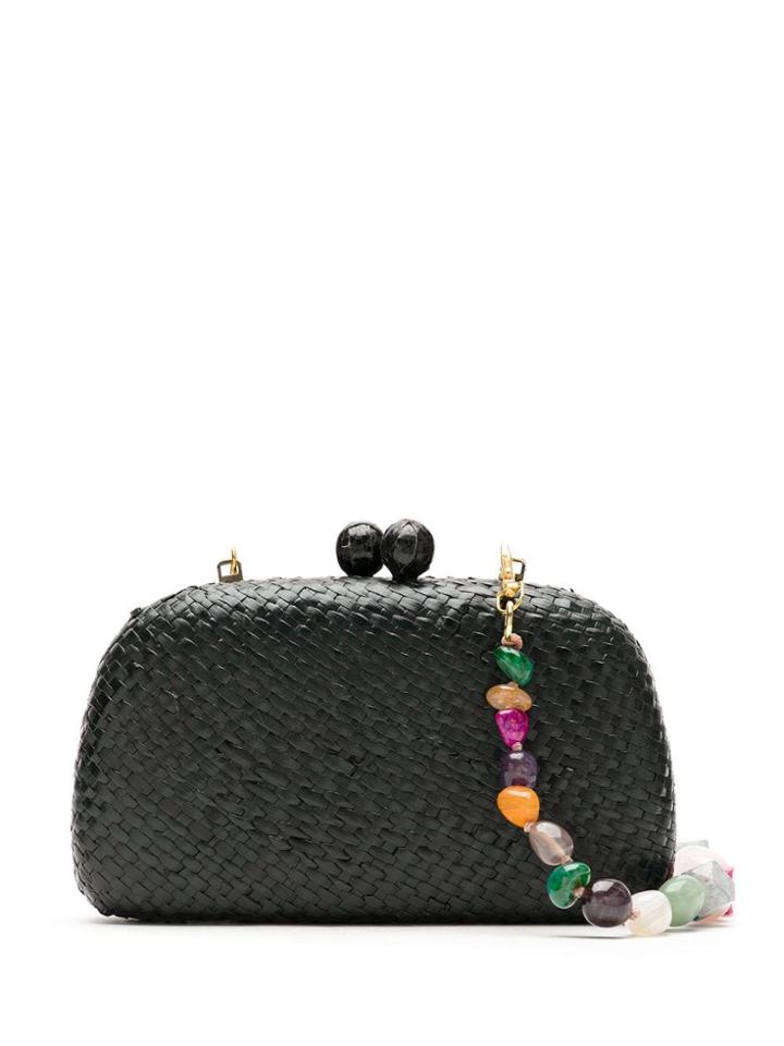 Serpui Wicker Clutch Bag - Black
