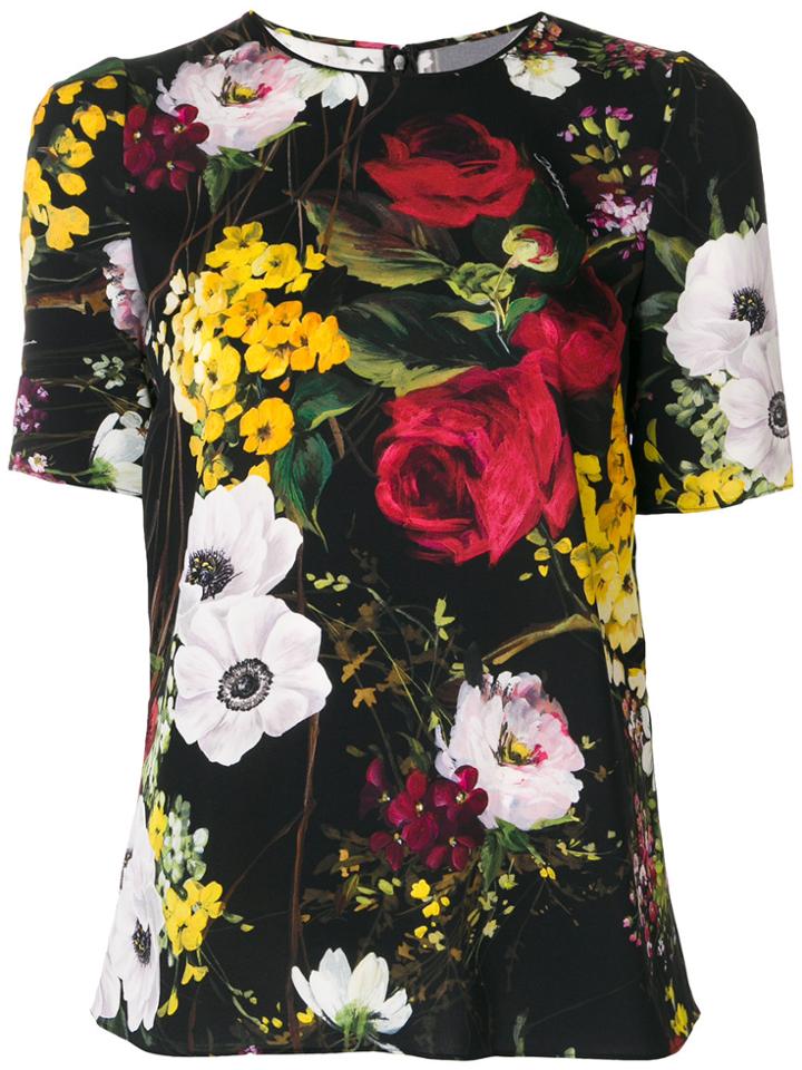 Dolce & Gabbana Floral Print T-shirt - Black