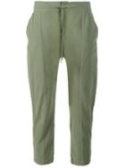 Frame Denim Cropped Cotton Trousers, Women's, Size: M, Green, Cotton