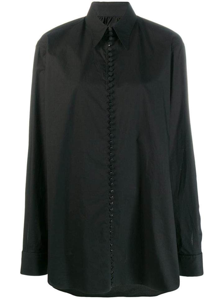Mm6 Maison Margiela Oversized Slogan Print Shirt - Black