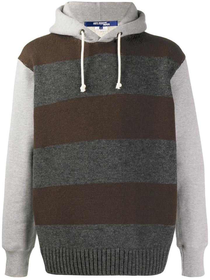 Junya Watanabe Striped Hoodie - Grey