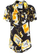Moschino Perfume Print Blouse, Women's, Size: 38, Black, Silk/rayon/spandex/elastane