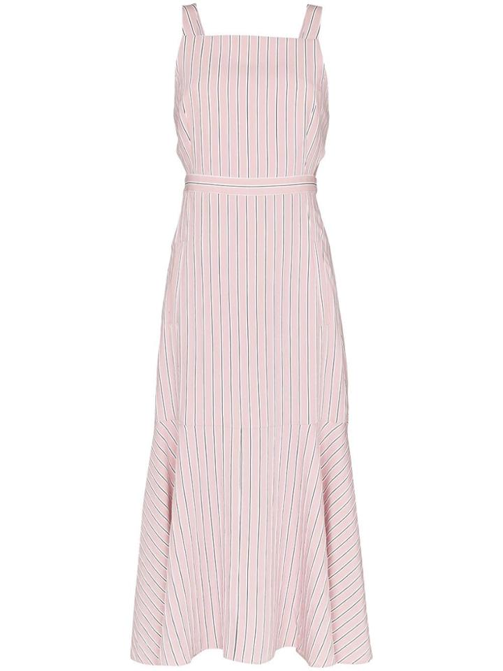 Tibi Striped Cut-out Midi-dress - Pink