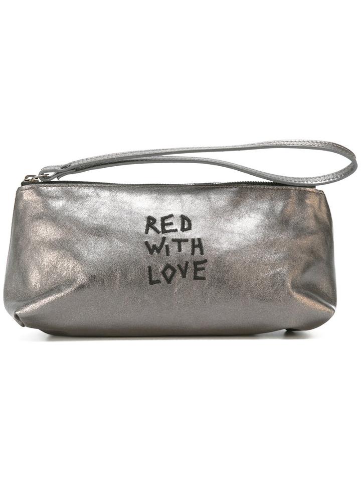 Ann Demeulemeester Metallic (grey) Clutch Bag, Women's, Calf Leather
