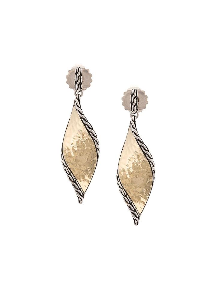 John Hardy 18kt Yellow Gold And Sterling Silver Wave Hammered Drop