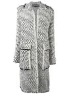 Rochas Chunky Knit Coat, Women's, Size: 42, Blue, Silk/virgin Wool