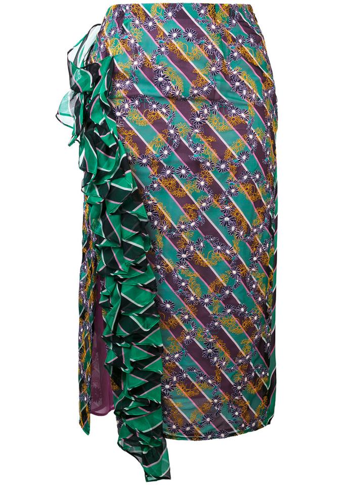 Marco De Vincenzo - Patterned Frill-trim Skirt - Women - Silk/polyester - 42, Silk/polyester