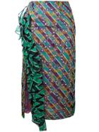 Marco De Vincenzo - Patterned Frill-trim Skirt - Women - Silk/polyester - 42, Silk/polyester