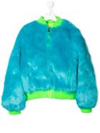 Alberta Ferretti Kids Teen Textured Furry Jacket - Blue