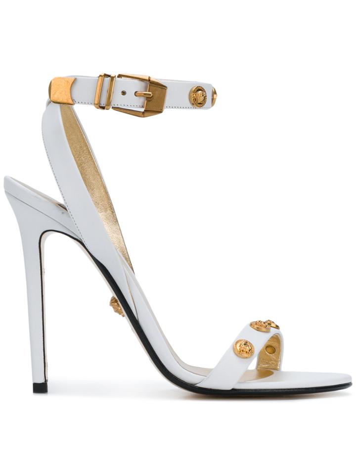 Versace Medusa Studded Sandals - White