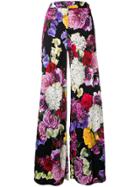 Dolce & Gabbana Floral Print Wide Leg Trousers - Purple