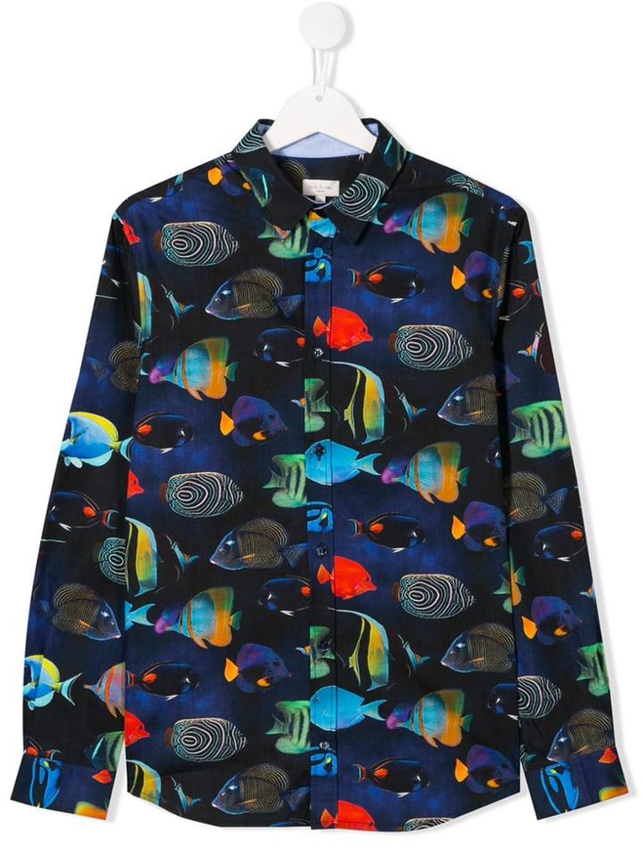 Paul Smith Junior Fish Print Shirt - Blue