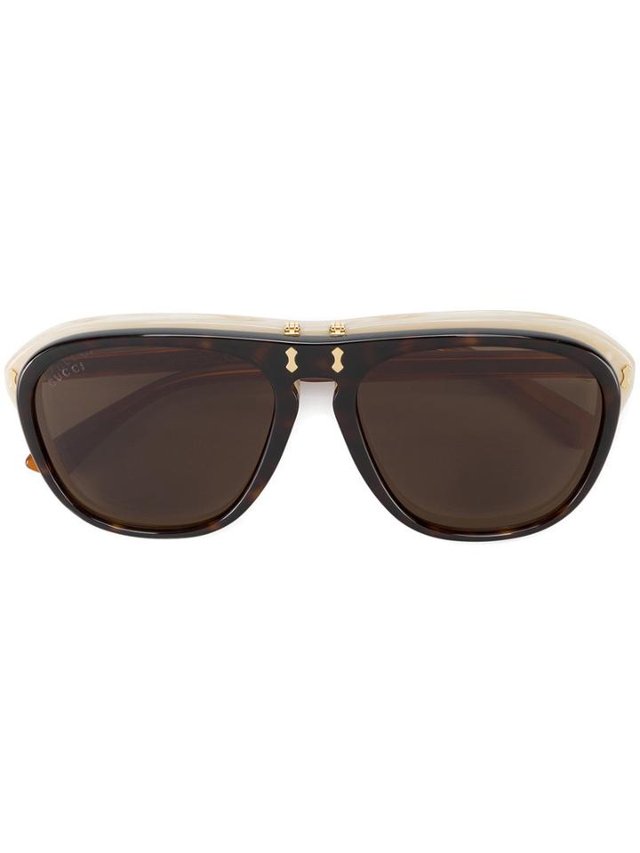 Gucci - Flip-up Sunglasses - Men - Acetate - One Size, Brown, Acetate