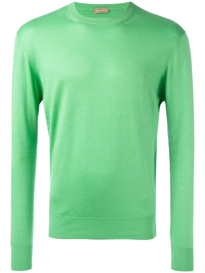 Cruciani Ribbed Trim Jumper, Men's, Size: 50, Green, Silk/cashmere