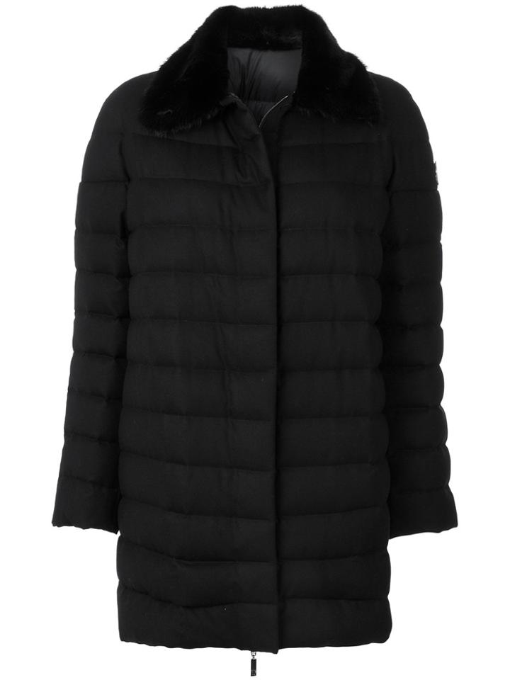 Moncler Gamme Rouge Padded Coat With Mink Fur Collar - Black