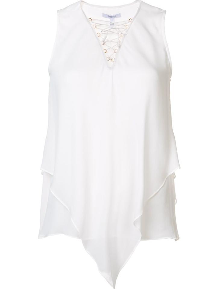 Derek Lam 10 Crosby V-neck Top, Women's, Size: 4, White, Silk