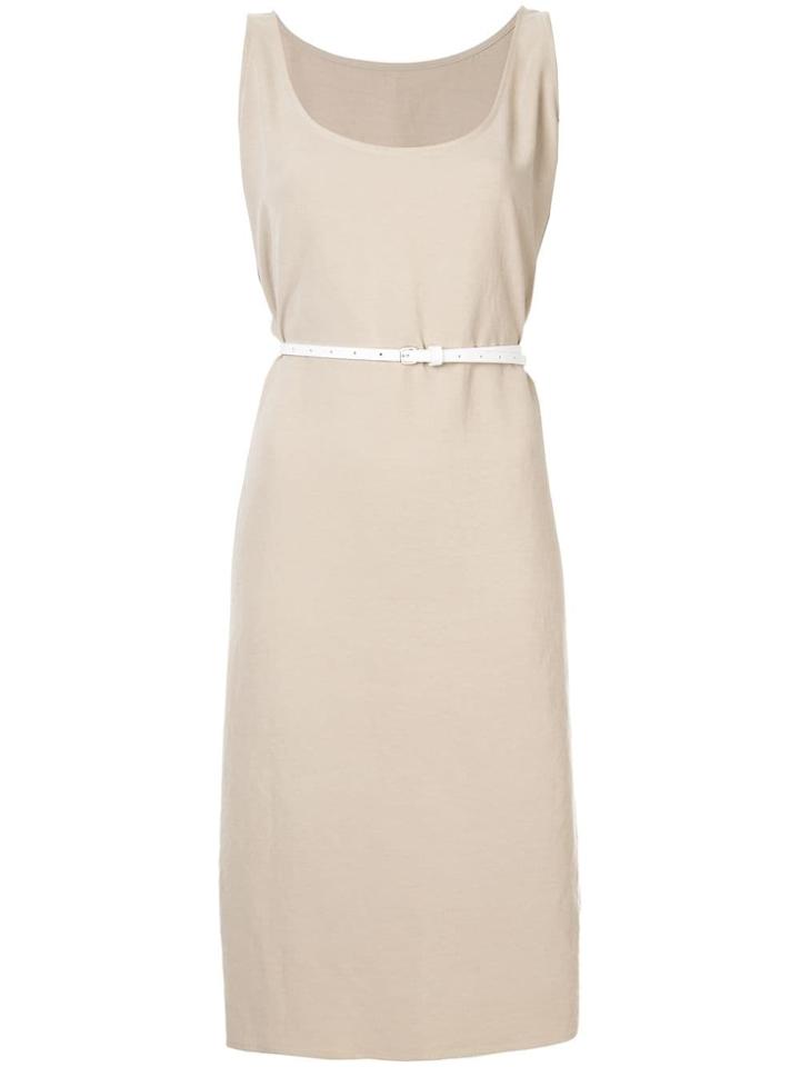 Jean Paul Knott Belted Sleeveless Dress - Neutrals
