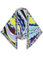 Emilio Pucci Burle Print Silk-twill Scarf - Blue