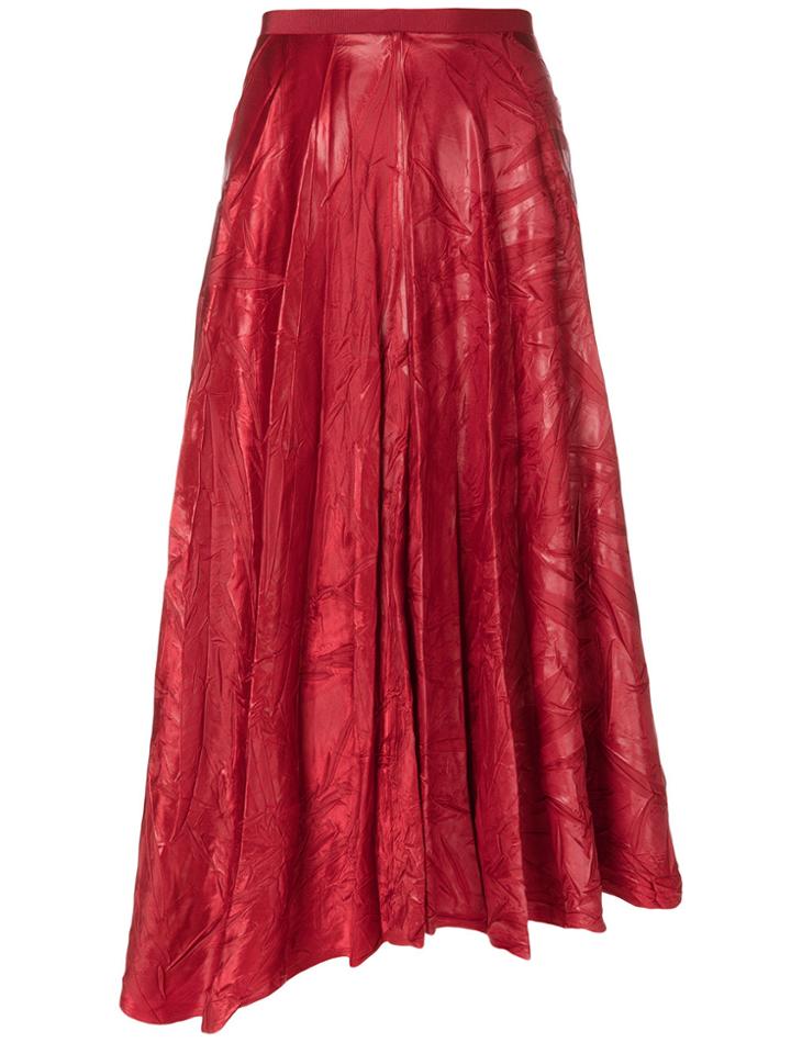 Maison Margiela Leaf Embossed Asymmetric Midi Skirt - Red
